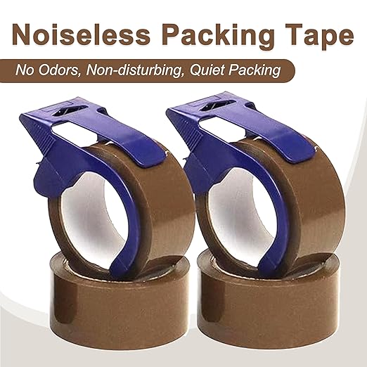 WELSTIK 4 Pack Heavy Duty Brown Packing Tape for Shipping 2.7mil 1.88 inch x 55 Yards with 2 Pack Dispenser