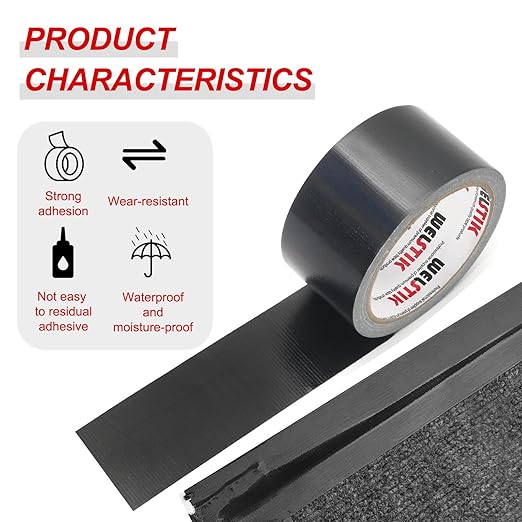 WELSTIK Heavy Duty Waterproof Duct Tape 4 Inch(3.77Inch X 45 Yards, Black)