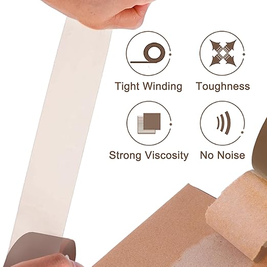 WELSTIK 4 Pack Heavy Duty Brown Packing Tape for Shipping 2.7mil 1.88 inch x 55 Yards with 2 Pack Dispenser