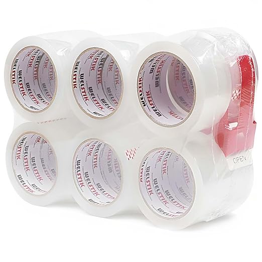 WELSTIK 18 Pack Clear Packing Tape Refills with 1 Dispenser