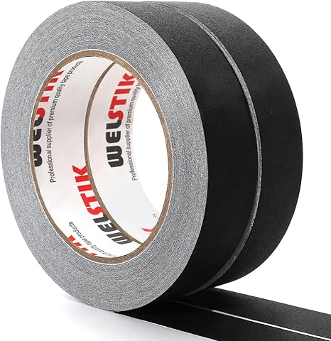 WELSTIK 2 Pack Black Gaffer Tape,1" X 33 Yards-10% Longer.