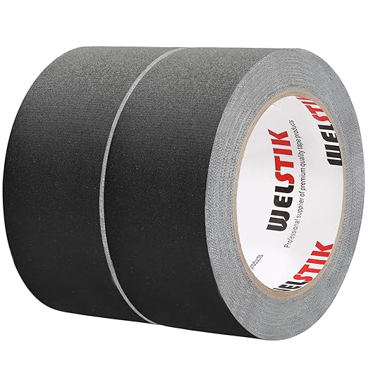 WELSTIK Non-Reflective Black Upgraded Version Gaffers Tape, 1.88 inch x 22 Yards, 2 Pack