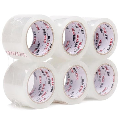 WELSTIK 6 Pack Clear Packing Tape 3 Inch Refills, 2.4Mil 3 Inch x 60 Yard