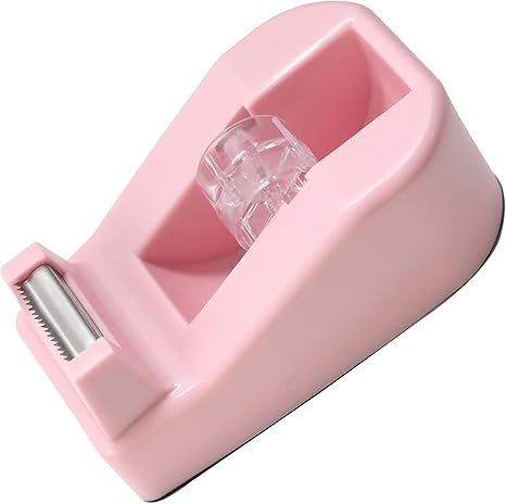 WELSTIK Desktop Office Tape Dispenser Non-Skid Base Pink