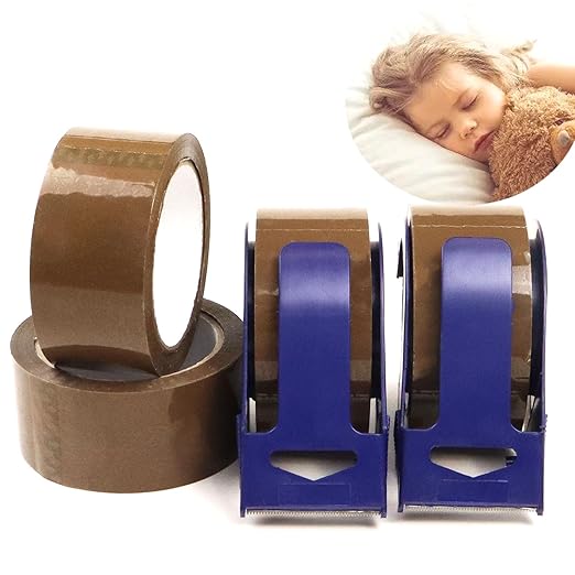WELSTIK 4 Pack Heavy Duty Brown Packing Tape for Shipping 2.7mil 1.88 inch x 55 Yards with 2 Pack Dispenser