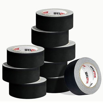 WELSTIK Black Gaffers Tape 9 Pack-2 Inches X 33 Yards Heavy Duty Gaffer Tape