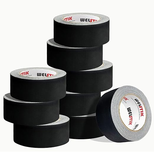 WELSTIK Black Gaffers Tape 9 Pack-2 Inches X 33 Yards Heavy Duty Gaffer Tape