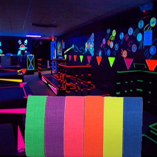 WELSTIK 6-Pack Super Bright UV Blacklight Reactive Fluorescent/Neon Gaffer Tape