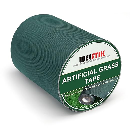 WELSTIK Turf Tape Green Artificial Grass Tape for Jointing Fixing Green Lawn Mat Rug, 6" x 33' (15cm x 10m)