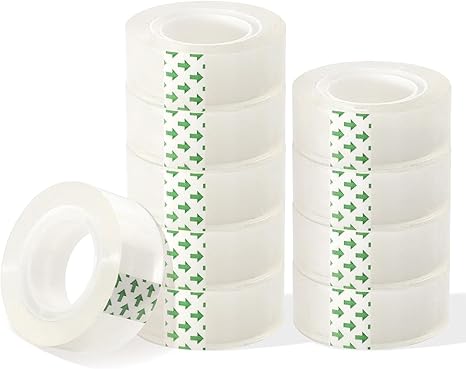 WELSTIK Office Transparent Tape Set 3/4 Inches x 27 Yards One Roll, 10 Pack
