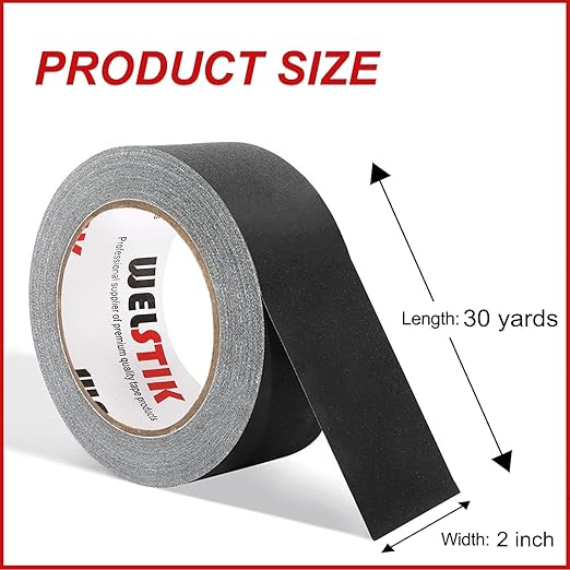 WELSTIK Non-Reflective Black Gaffers Tape 2 inch - 4 Pack Black Gaff Tape -2 in x 30 Yards