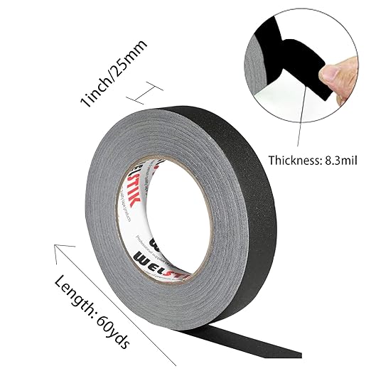 WELSTIK Black Gaffer Tape 1 Inch 1" X 60 Yards