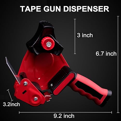 WELSTIK Red Non-Slip Silicone Handle Packing Tape Gun Dispenser 3 Inch(Tape not Included)
