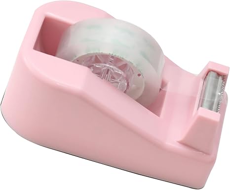 WELSTIK Desktop Office Tape Dispenser Non-Skid Base Pink