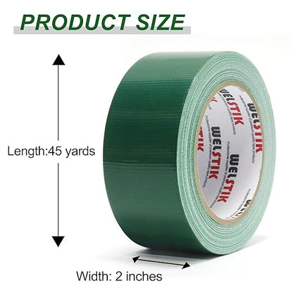 WELSTIK Professional Grade Dark Green Duct Tape,  (2 Inch X 45 Yards, Green)Waterproof Duct Cloth Fabric