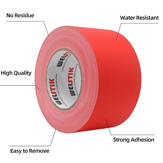 WELSTIK 1 Pack Gaffer Tape Red,3" X 60 Yards