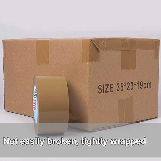 WELSTIK 3" Core, 6 Pack 2 inch x 60 Yards Heavy Duty Brown Packaging Tape with Dispenser