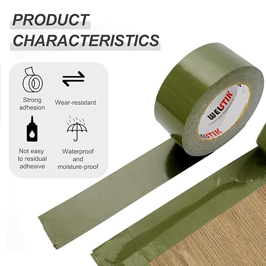 WELSTIK Professional Duct Tape 3 Pack,1.88" x 30 yd,Olive Green