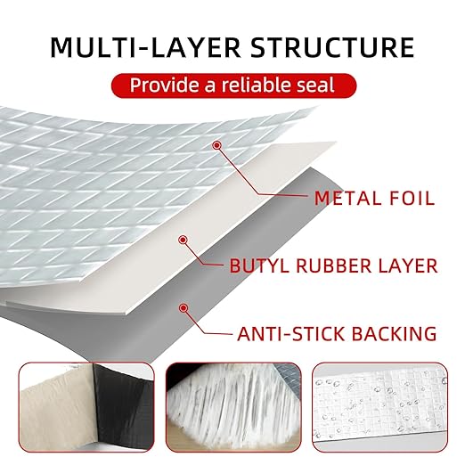 WELSTIK Butylband, wasserdicht, silberaluminium, für Dach- und Leckreparaturen,  50 mm x 10 m
