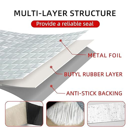 WELSTIK Butylband, wasserdicht, silberaluminium, für Dach- und Leckreparaturen,  50 mm x 10 m