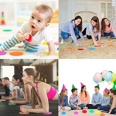 WELSTIK Carpet Markers Spots for Classroom, 4" Rug Star shape Marker Dots ,9 Colors (36 Pack)