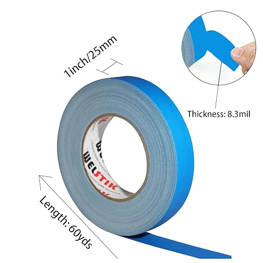 WELSTIK 1 Pack Gaffer Tape Blue 1" X 60 Yards-60 Yards Length .