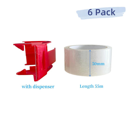 WELSTIK 3" Core, 6 Pack 2.4Mil 2 inch x 60 Yards Heavy Duty Clear Packing Tape