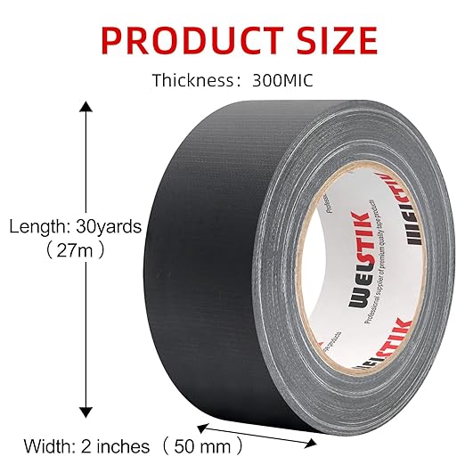 WELSTIK Black Gaffers Tape 2 Inch by 30 Yard