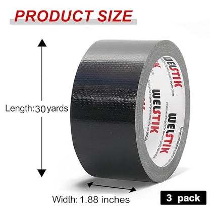 WELSTIK Professional Duct Tape 3 Pack,1.88" x 30 yd