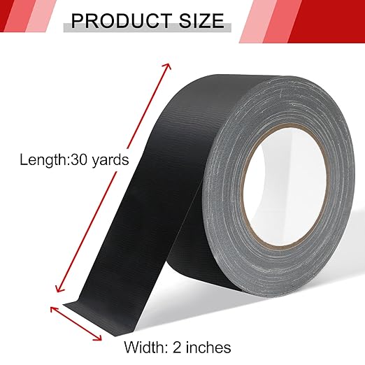 WELSTIK Non-Reflective Black Gaffers Tape 2 inch x 30 Yards, Black Duct Tape 2 Pack
