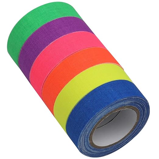 WELSTIK 6-Pack Super Bright UV Blacklight Reactive Fluorescent/Neon Gaffer Tape