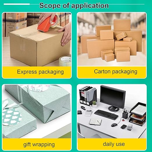 WELSTIK 6 Rolls Clear Heavy Duty Packaging Tape with Orange Packing Tape Dispenser