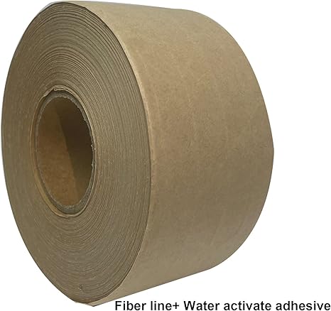 WELSTIK 4 Rolls 2inch 55yds Reinforced Water Activated Gummed Kraft Packing Paper Tape, Total 220yds