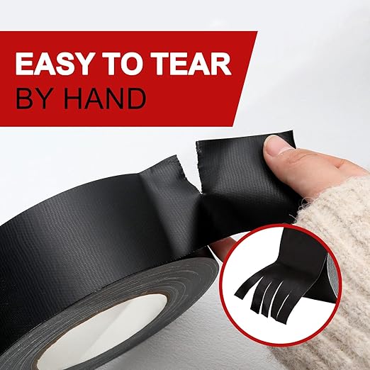 WELSTIK Non-Reflective Black Gaffers Tape 2 inch x 30 Yards, Black Duct Tape 2 Pack